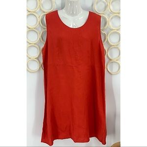 Flax linen button  back lagen look red dress